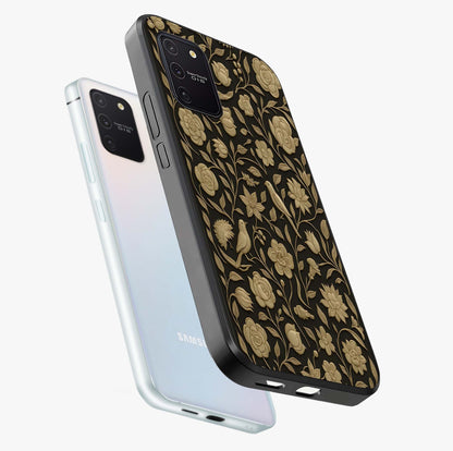 Golden Evil Eye Mandala Glass Case displayed in angled mockup highlighting protective evil eye symbol with golden mandala design.