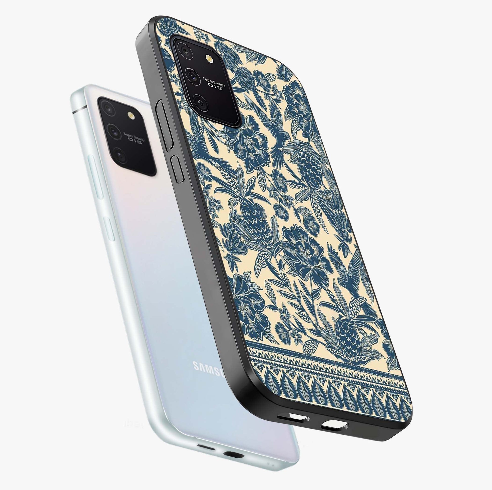 Heirloom Wild Bloom Glass Case displayed in angled mockup highlighting botanical bloom design with classic aesthetic style.