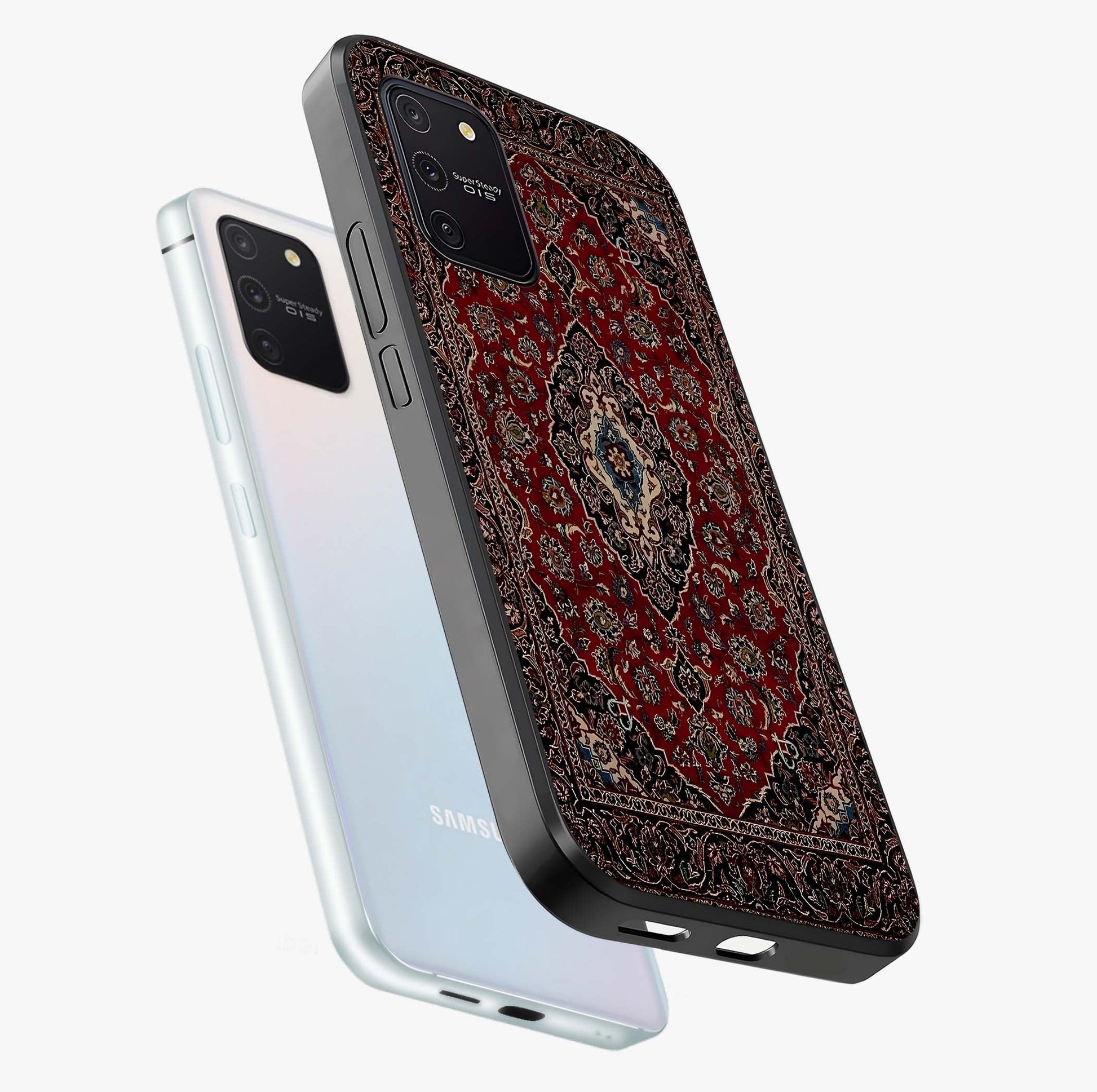 Heritage Carpet Royale Glass Case displayed in angled mockup highlighting intricate royal carpet design with heritage aesthetic.