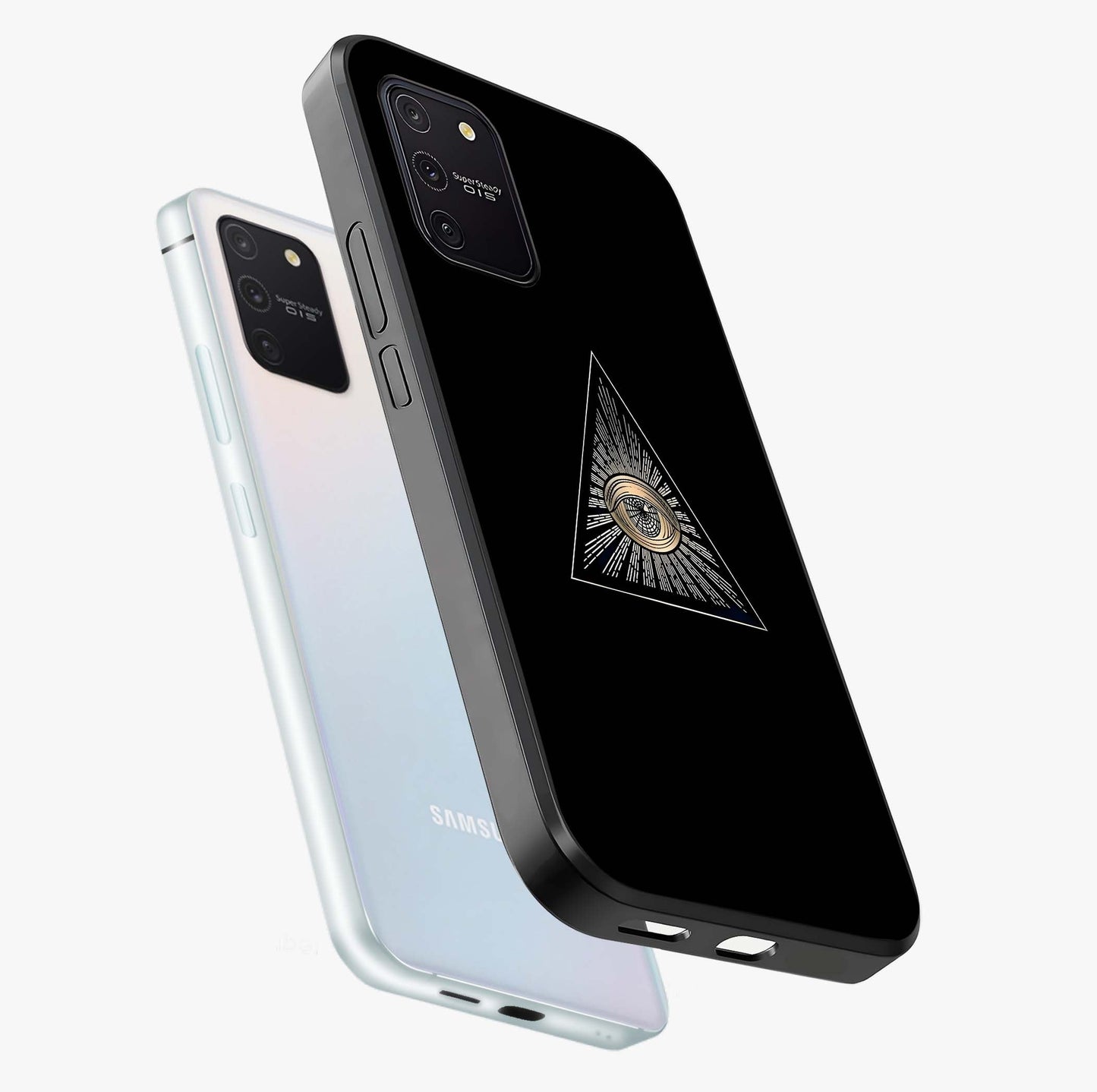 Illuminati Evil Glass Case displayed in angled mockup highlighting dark occult inspired design with bold aesthetic style.