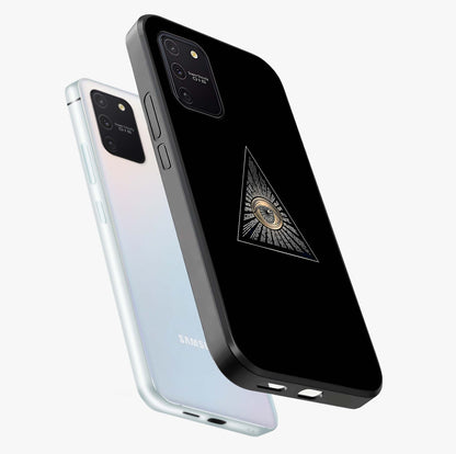 Illuminati Evil Glass Case displayed in angled mockup highlighting dark occult inspired design with bold aesthetic style.
