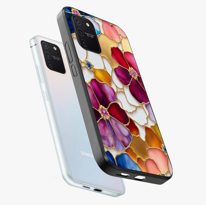 Marble Flower Pattern Glass Case displayed in angled mockup highlighting elegant marble floral design with modern aesthetic.