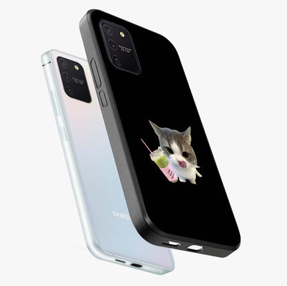 Matcha Cat Style Glass Case displayed in angled mockup highlighting playful feline design with pastel matcha aesthetic.