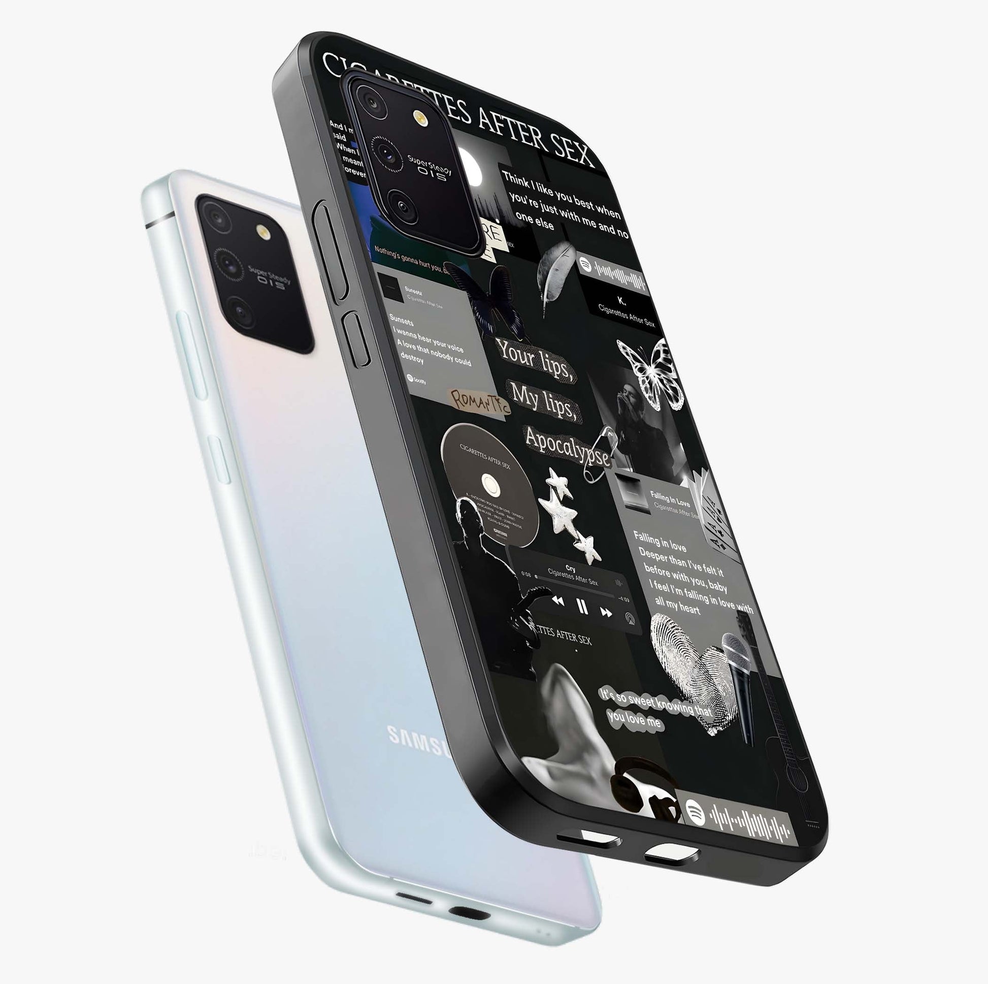 Midnight Love Echo Glass Case displayed in angled mockup highlighting elegant love inspired design with deep aesthetic style.