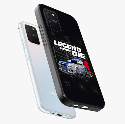 Midnight Racing Legacy Glass Case displayed in angled mockup highlighting dynamic automotive design with bold midnight aesthetic.