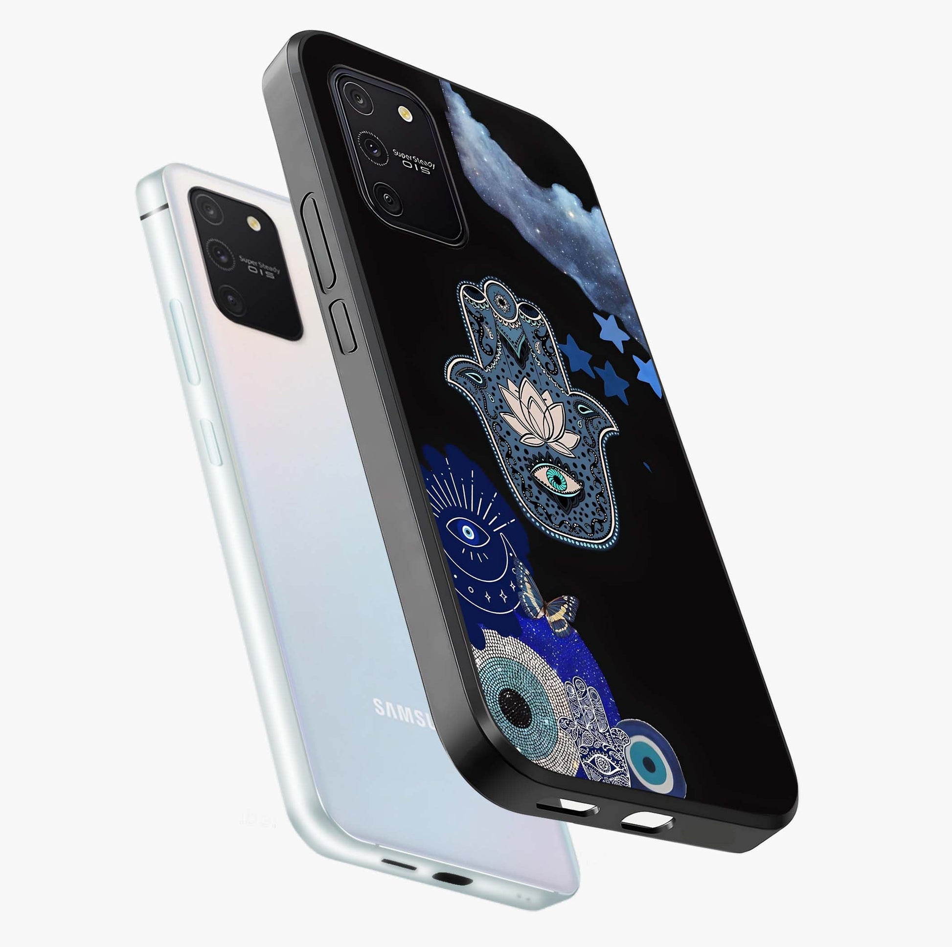 Mystic Hand Aura Glass Case displayed in angled mockup highlighting magical aura design with spiritual aesthetic style.