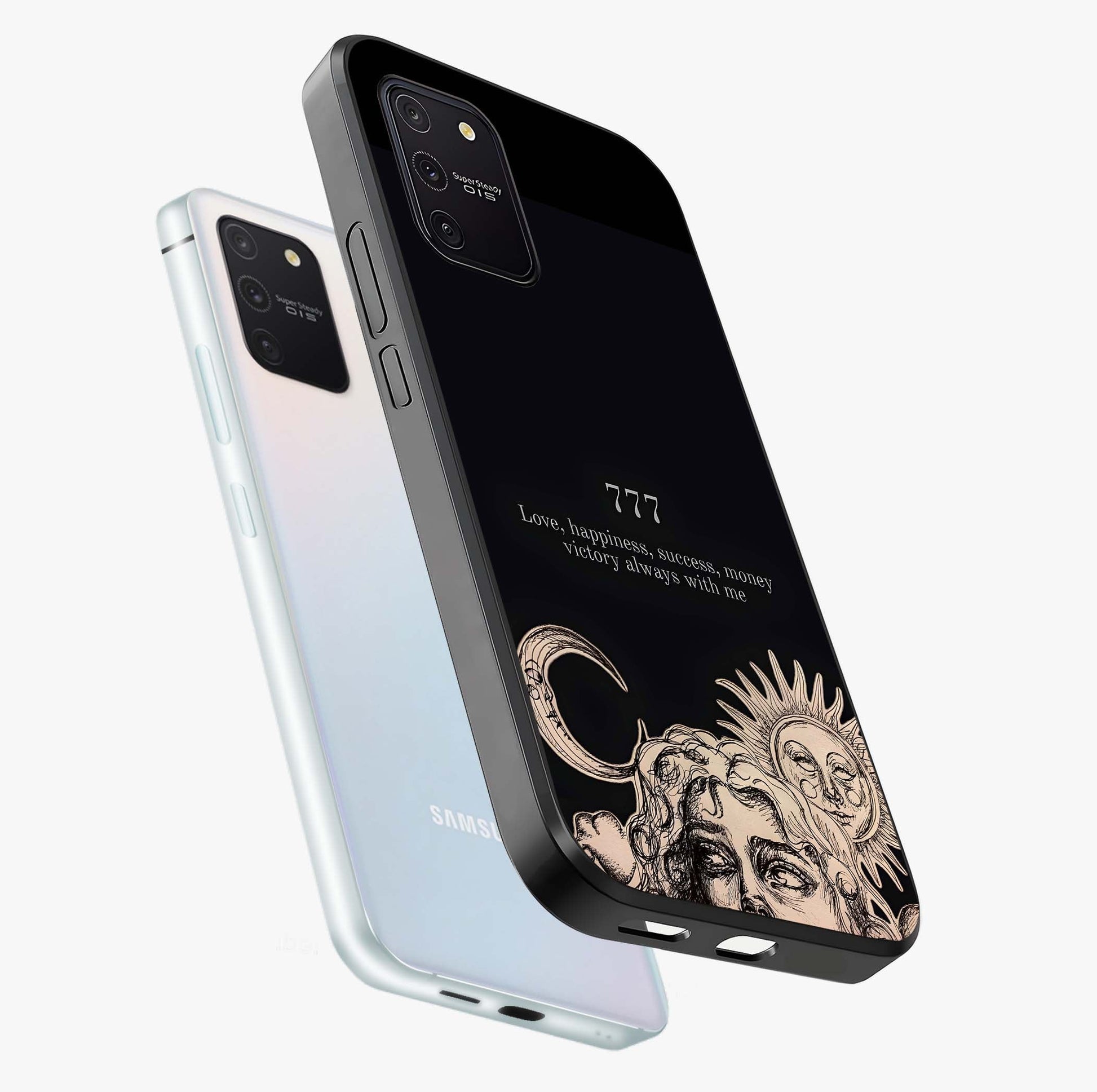 Mystic Victory Aura Glass Case displayed in angled mockup highlighting energetic aura design with bold mystical aesthetic.