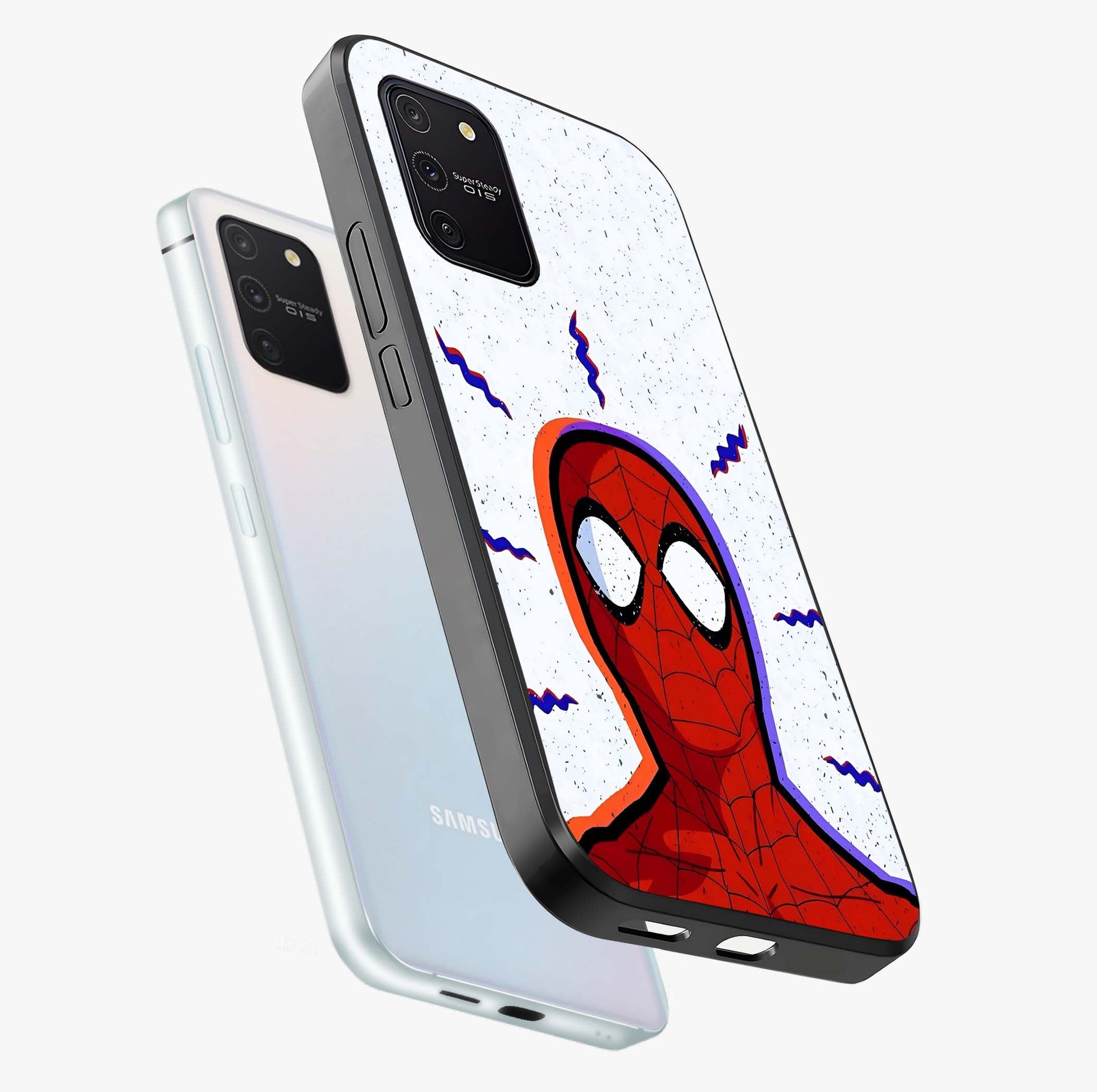 Omg Spiderman Glass Case displayed in angled mockup highlighting dynamic hero illustration with action comic aesthetic.