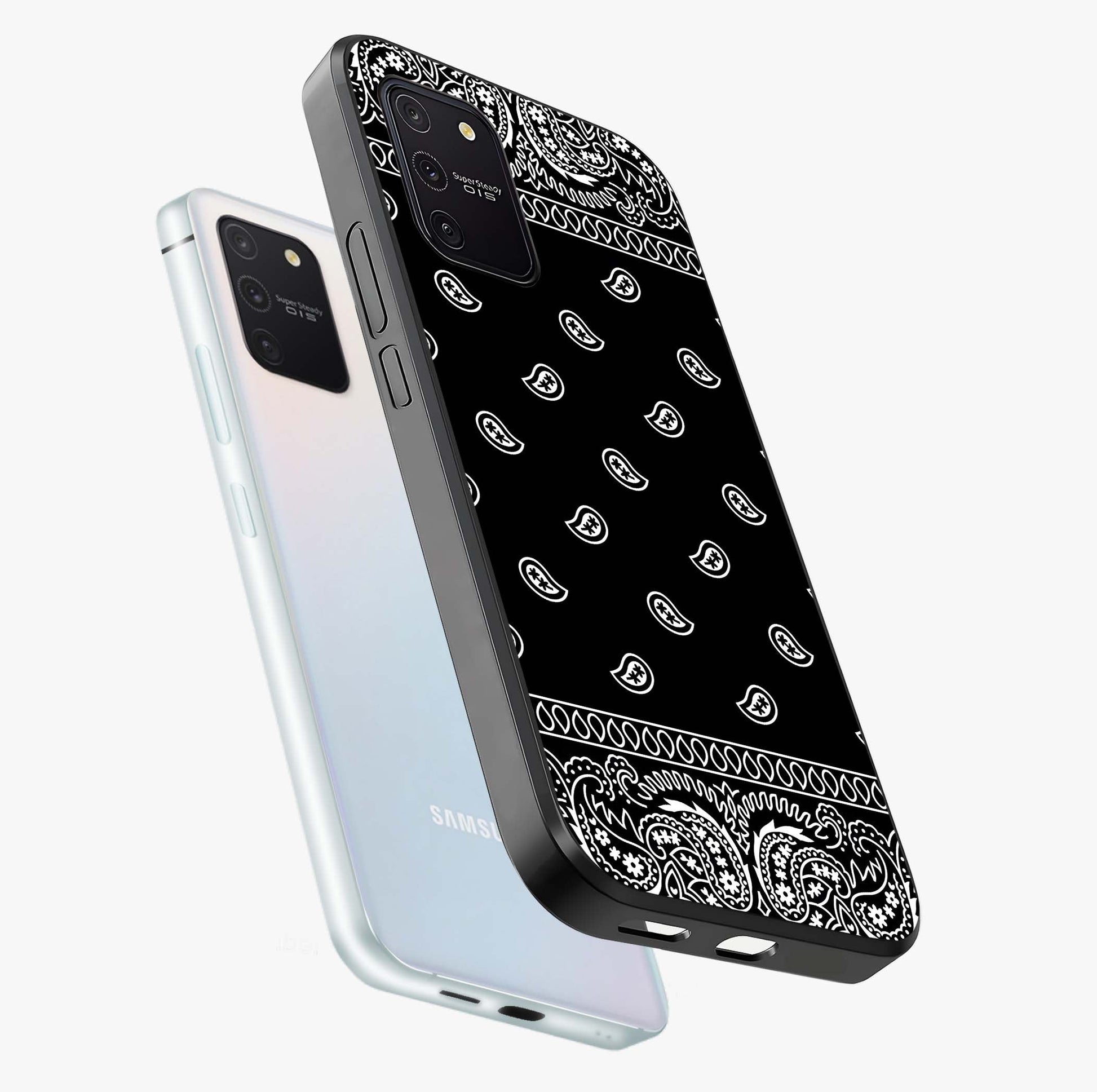 Retro Rebel Threads Glass Case displayed in angled mockup highlighting retro inspired graphic design with rebellious aesthetic.
