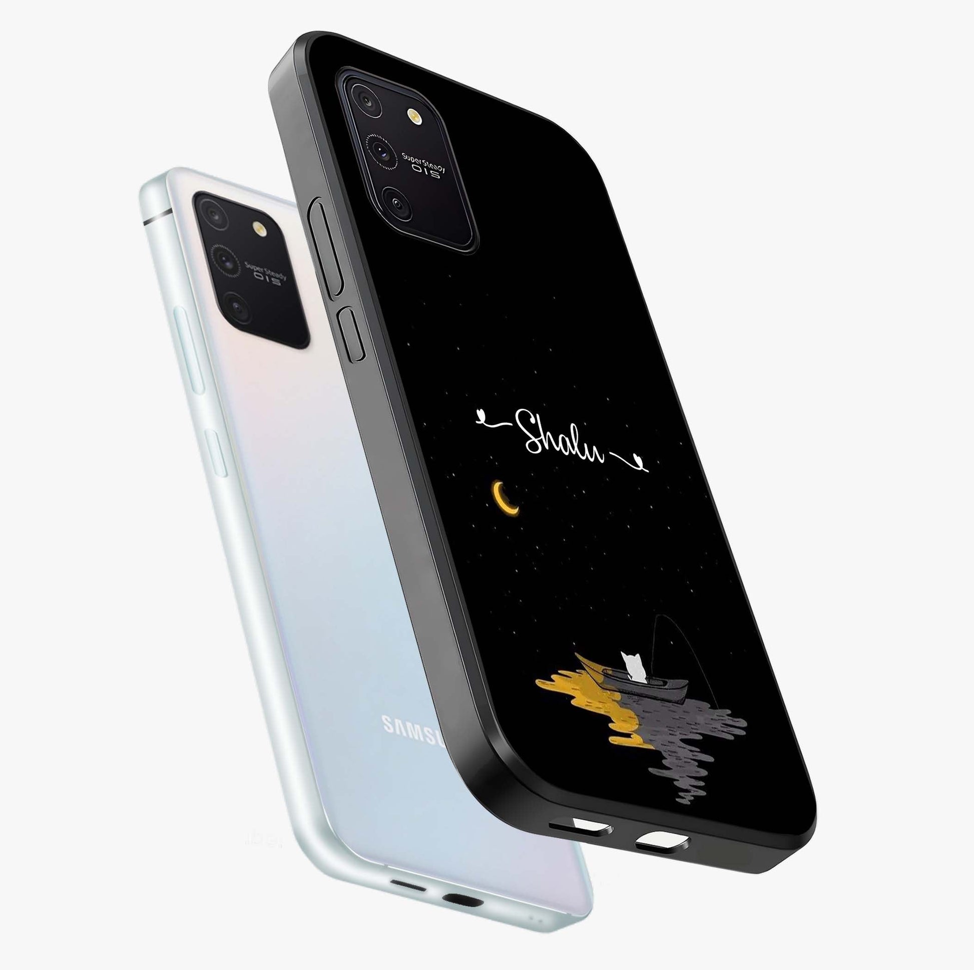 Silent Night Row Glass Case displayed in angled mockup highlighting peaceful evening design with dreamy night aesthetic.