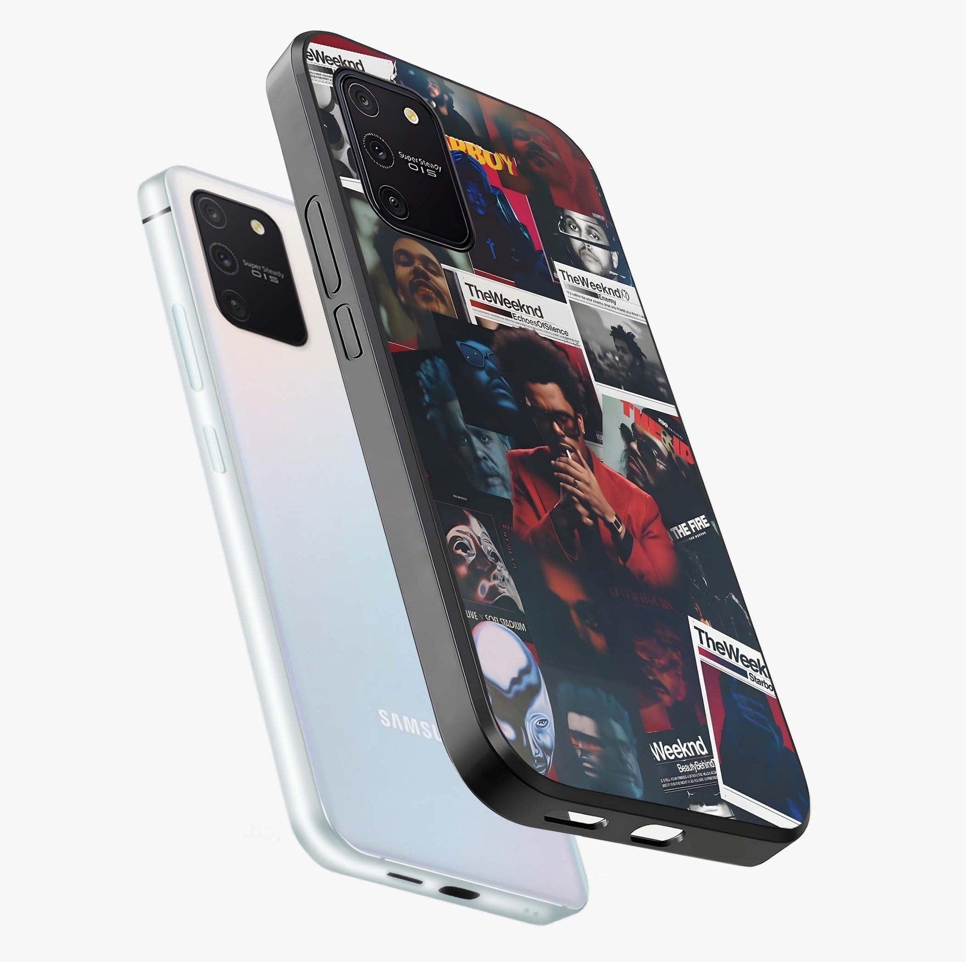 The Weeknd Glass Case displayed in angled mockup highlighting stylish pop culture inspired design with modern aesthetic.