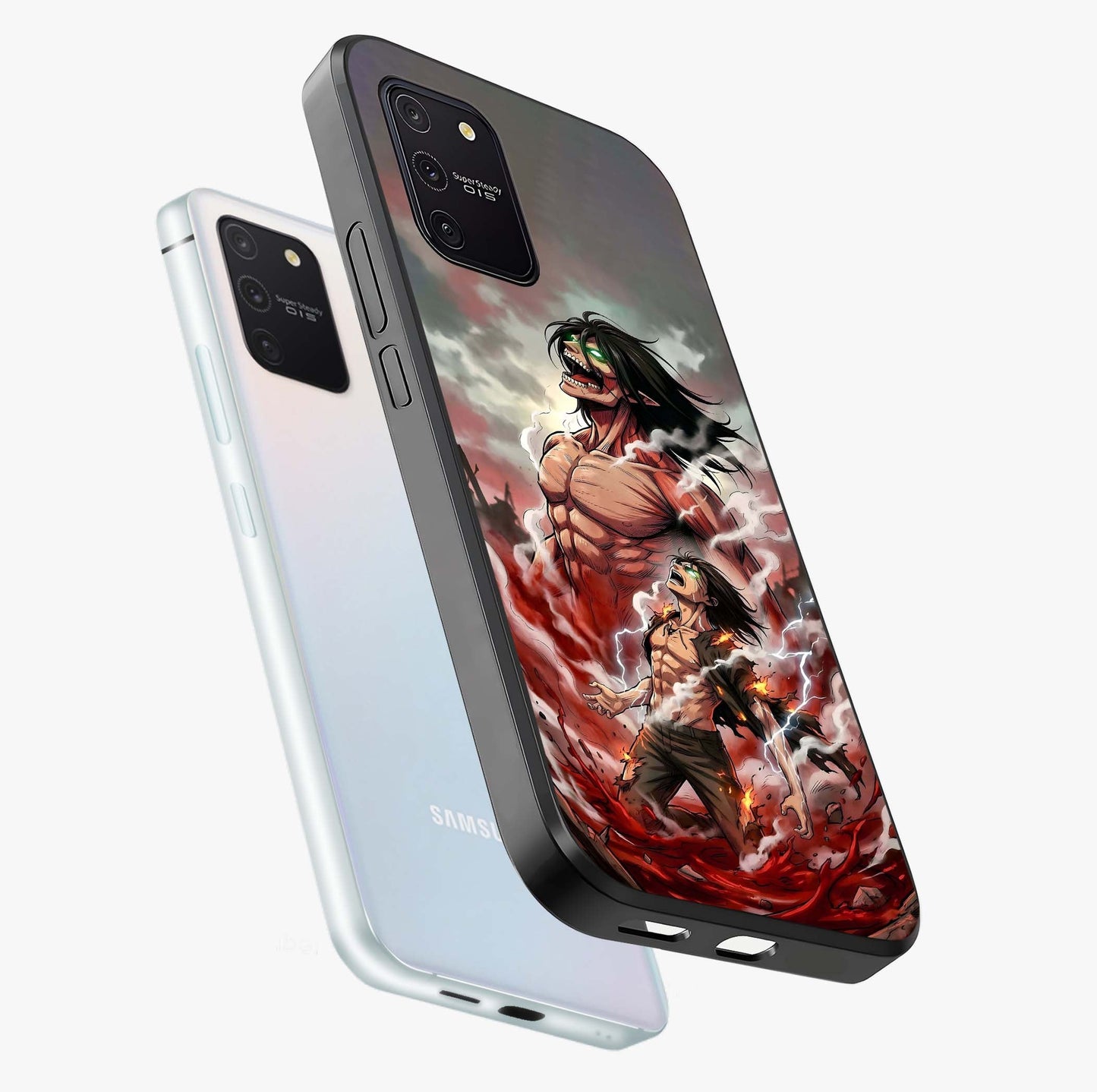 Titan Awakening Fury Glass Case displayed in angled mockup highlighting dramatic giant warrior design with bold anime aesthetic.
