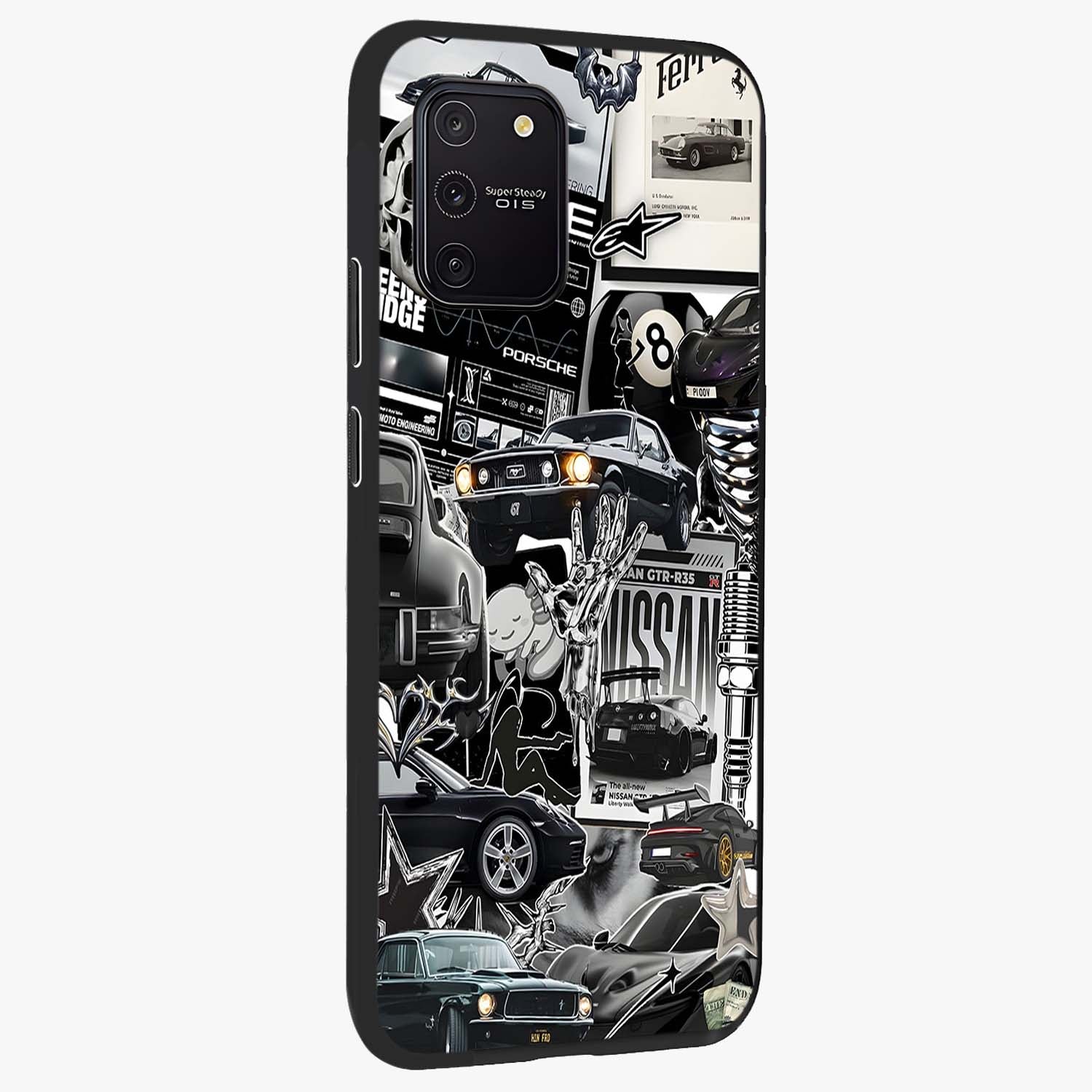 Aesthetic Dark Love Glass Case upright view showcasing dramatic romantic artwork with modern aesthetic style.