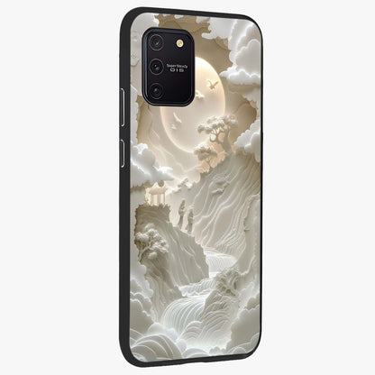 Celestial Origami Glass Case upright view showcasing creative origami artwork with modern celestial style.