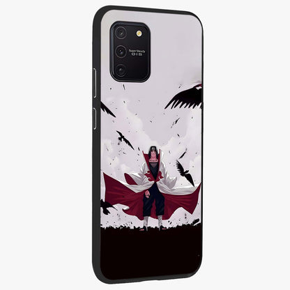 Crimson Crow Ascension Glass Case upright view showcasing dramatic crow artwork with bold gothic theme.