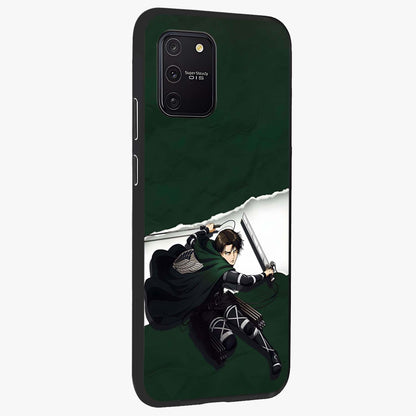 Emerald War Vanguard Glass Case upright view showcasing dramatic warrior artwork with bold fantasy theme.
