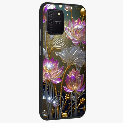 Golden Floral Majesty Glass Case upright view showcasing majestic floral artwork with rich decorative theme.