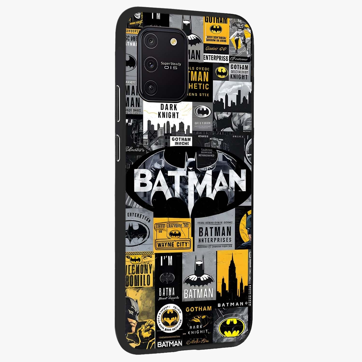 Knight Gotham Rise Glass Case upright view showcasing bold vigilante themed artwork with gothic city vibe.
