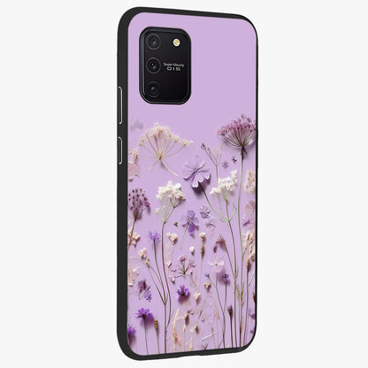 Lavender Blossom Dream Glass Case upright view showcasing delicate lavender blossom artwork with peaceful floral theme.