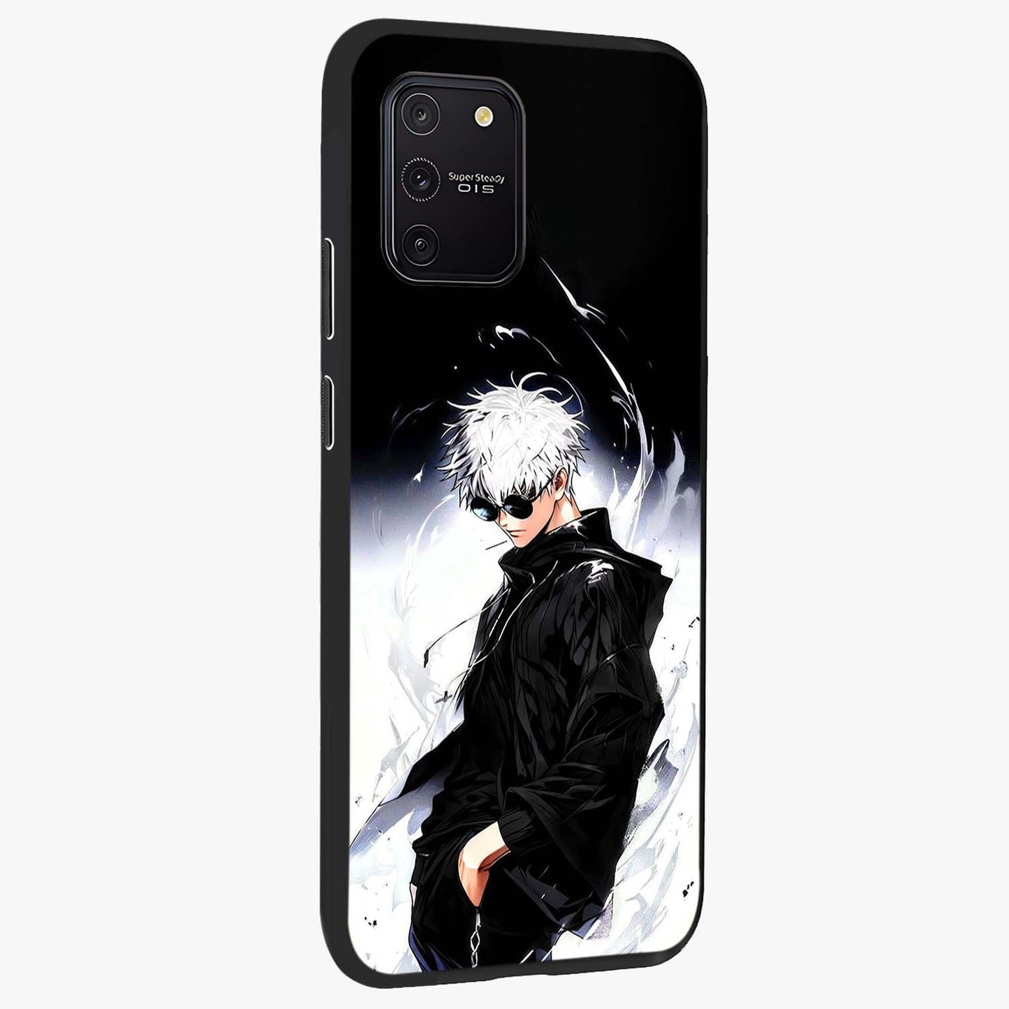 Limitless Shadow King Glass Case upright view showcasing bold shadow warrior artwork with epic fantasy theme.