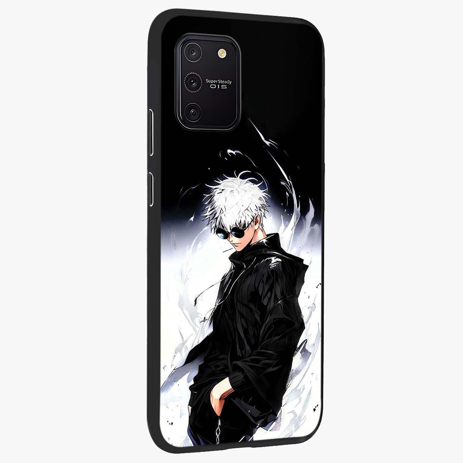 Limitless Shadow King Glass Case upright view showcasing bold shadow warrior artwork with epic fantasy theme.