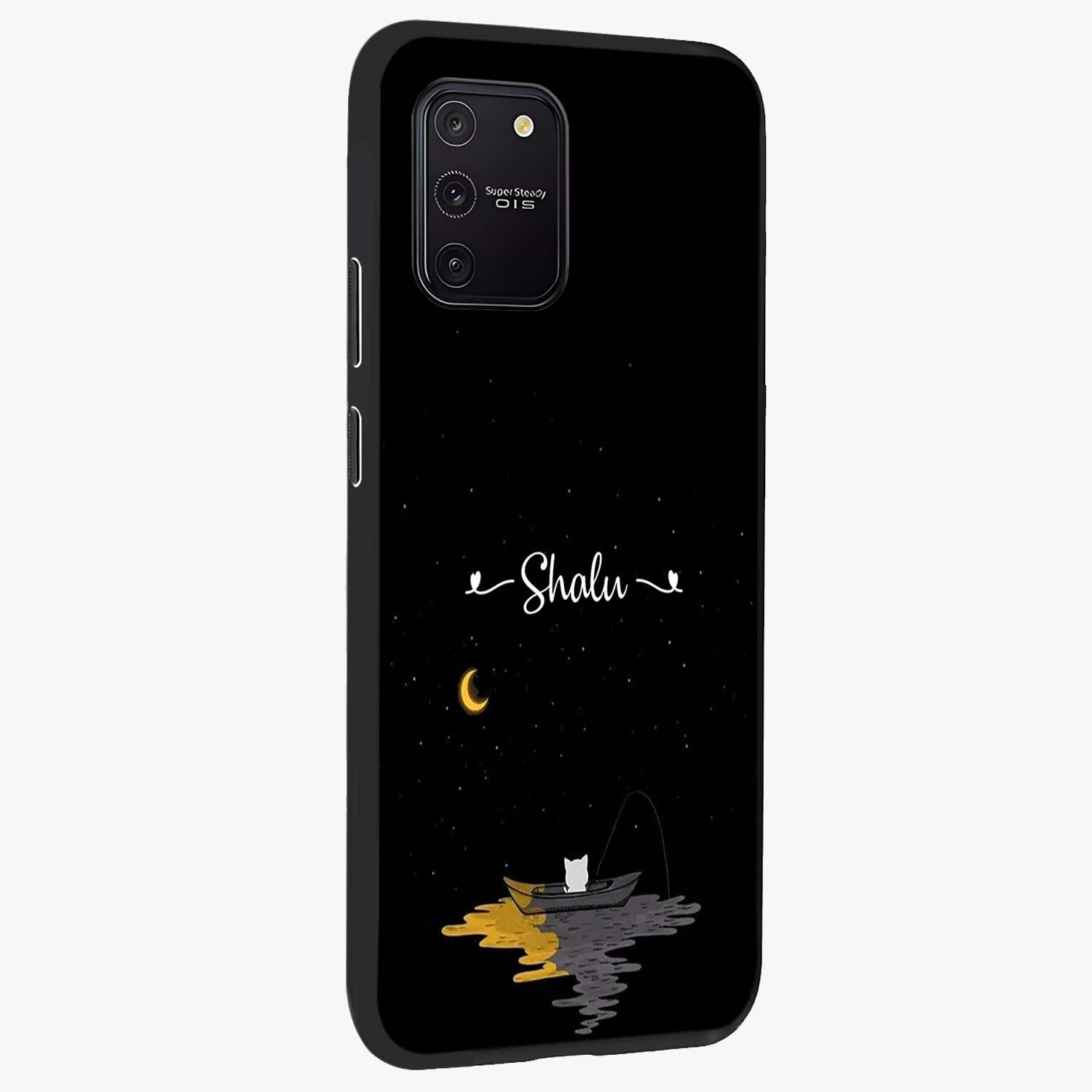 Silent Night Row Glass Case upright view showcasing tranquil night artwork with serene landscape theme.