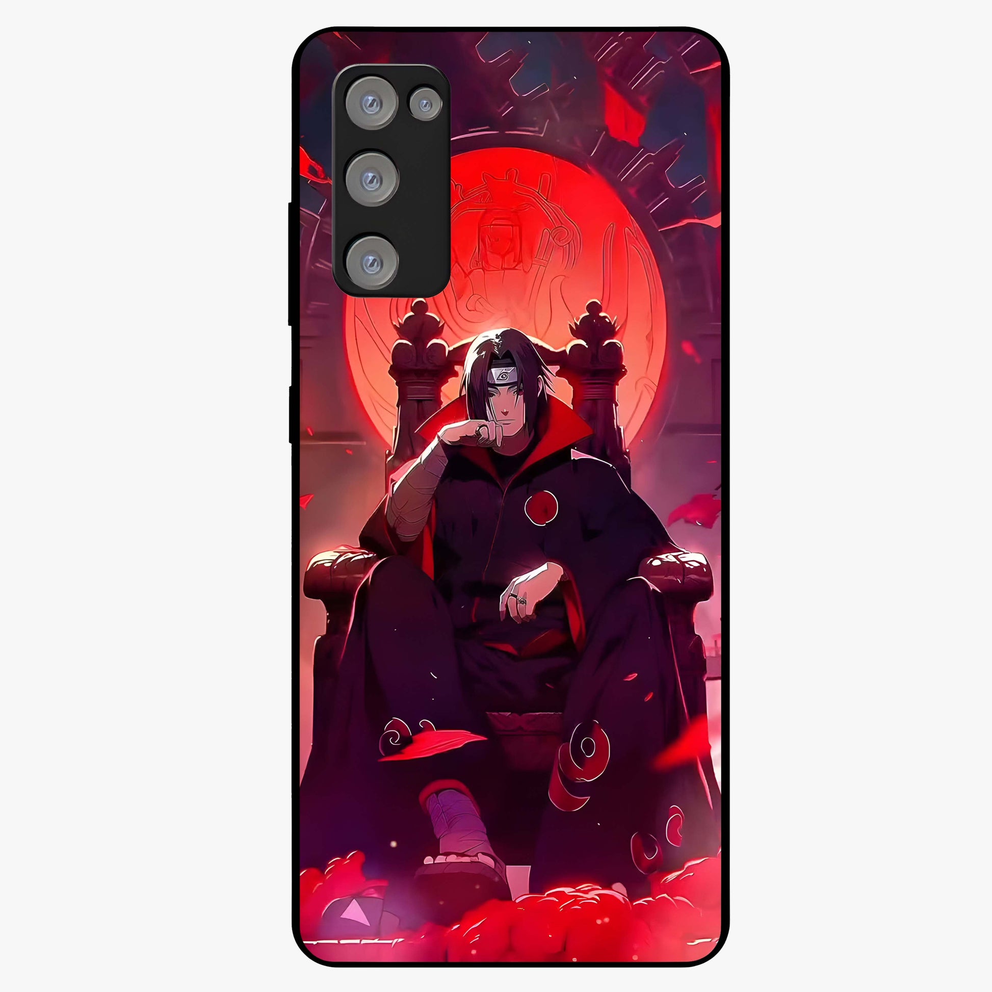Blood Moon Sovereign Glass Case showing flat back view with mystical blood moon artwork and glossy glass finish.