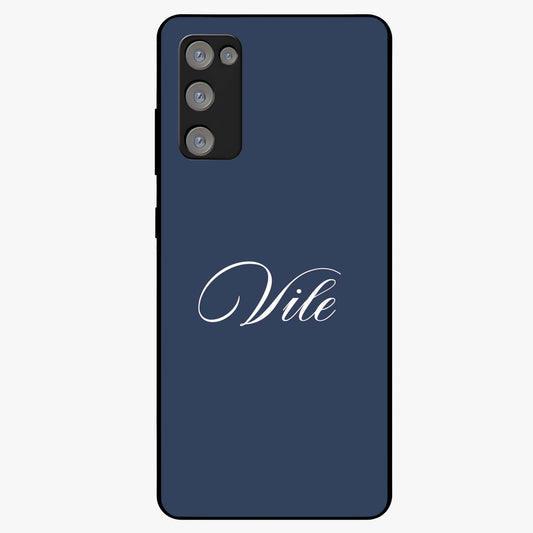 Blue Background Personalized Custom Name Glass Case showing flat back view with minimal blue background and custom name design.
