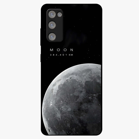 Cosmic Moon Glow Glass Case showing flat back view with glowing moon artwork and glossy glass finish.