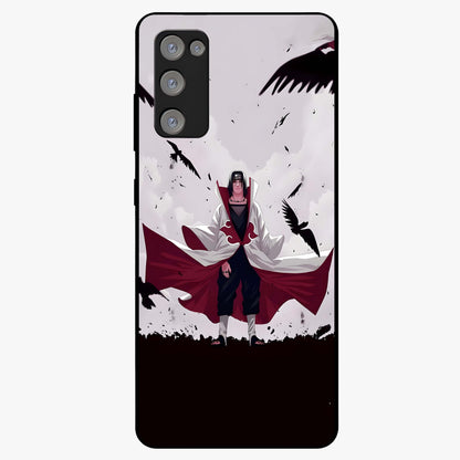 Crimson Crow Ascension Glass Case showing flat back view with mystical crow artwork and glossy glass finish.
