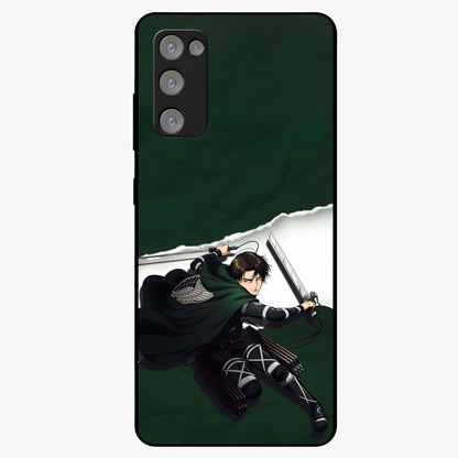 Emerald War Vanguard Glass Case showing flat back view with powerful warrior themed artwork and glossy glass finish.