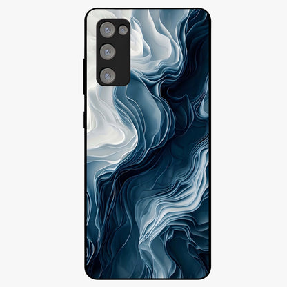 Ethereal Paper Marble Glass Case showing flat back view with soft marble paper texture artwork and glossy glass finish.