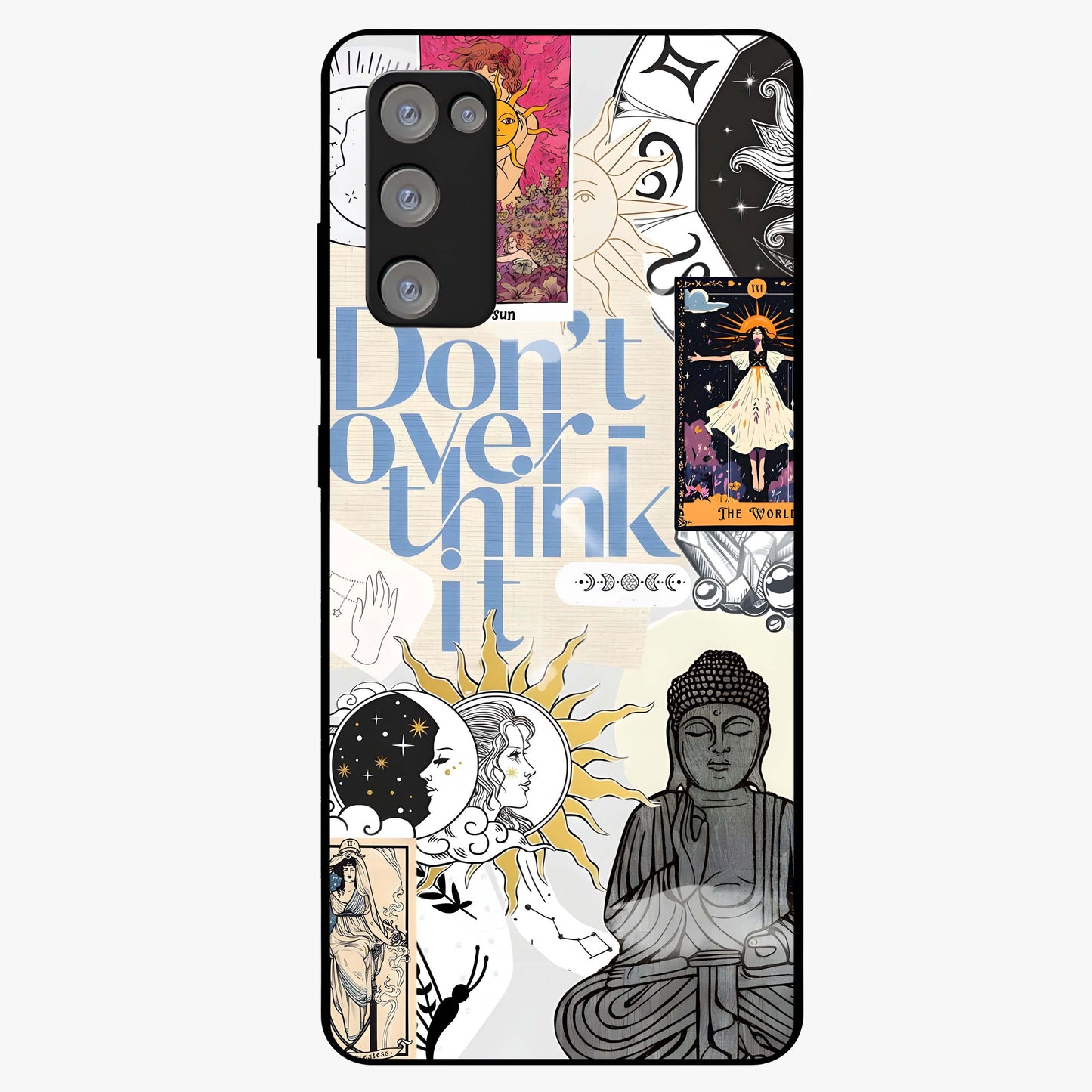 Ethereal Thoughts Glass Case showing flat back view with dreamy artistic artwork and glossy glass finish.