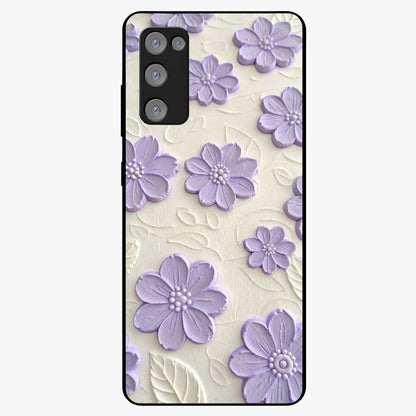 Floral Wall Art With Purple Flowers Glass Case showing flat back view with purple flower artwork and glossy glass finish.