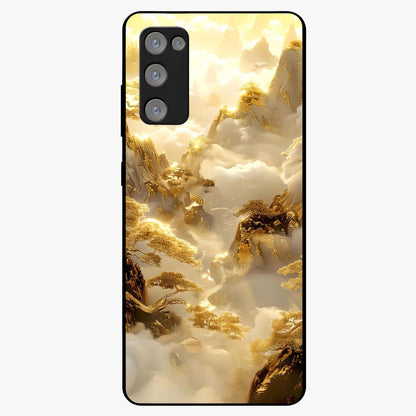 Gates Of Illumination Glass Case showing flat back view with mystical illuminated gate artwork and glossy glass finish.