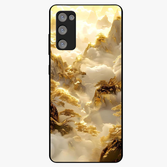 Gates Of Illumination Glass Case showing flat back view with mystical illuminated gate artwork and glossy glass finish.
