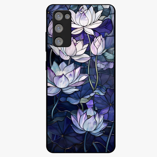 Gloss Petal Rush Glass Case showing flat back view with glossy flower petal artwork and smooth glass finish.