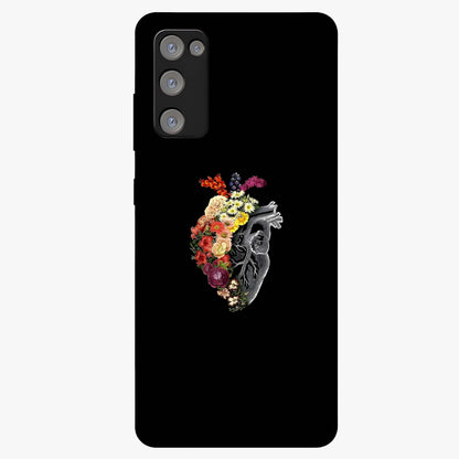 Heart With Flowers Glass Case showing flat back view with heart shaped floral artwork and glossy glass finish.