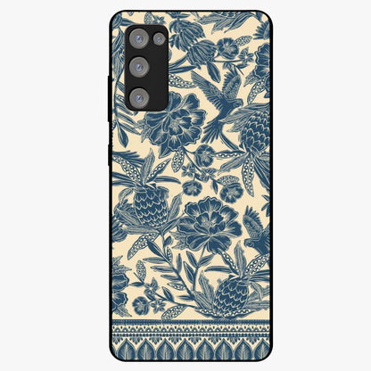 Heirloom Wild Bloom Glass Case showing flat back view with vintage inspired wild flower artwork and glossy glass finish.