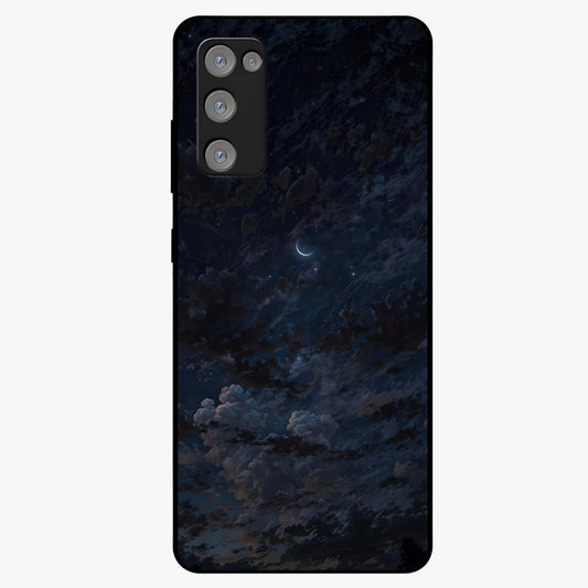 Lunar Veil Silence Glass Case showing flat back view with mystical moon veil artwork and glossy glass finish.