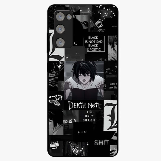 Midnight Chaos Mind Glass Case showing flat back view with abstract dark themed artwork and glossy glass finish.