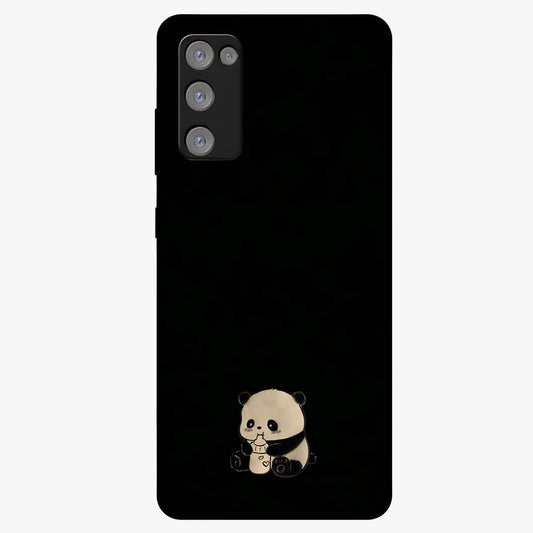 Midnight Panda Love Glass Case showing flat back view with cute panda themed artwork and glossy glass finish.