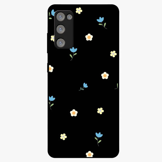 Minimalistic Blue With White Flower Pattern Glass Case showing flat back view with blue background and white flower pattern and glossy glass finish.
