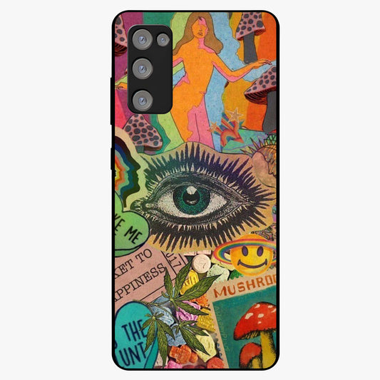 Mystic Eye Wonderland Glass Case showing flat back view with mystical eye themed artwork and glossy glass finish.