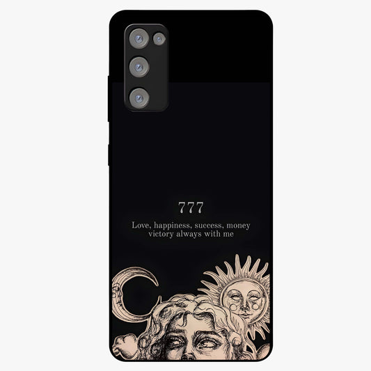Mystic Victory Aura Glass Case showing flat back view with victory symbol artwork and glossy glass finish.