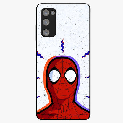 Omg Spiderman Glass Case showing flat back view with bold superhero inspired artwork and glossy glass finish.