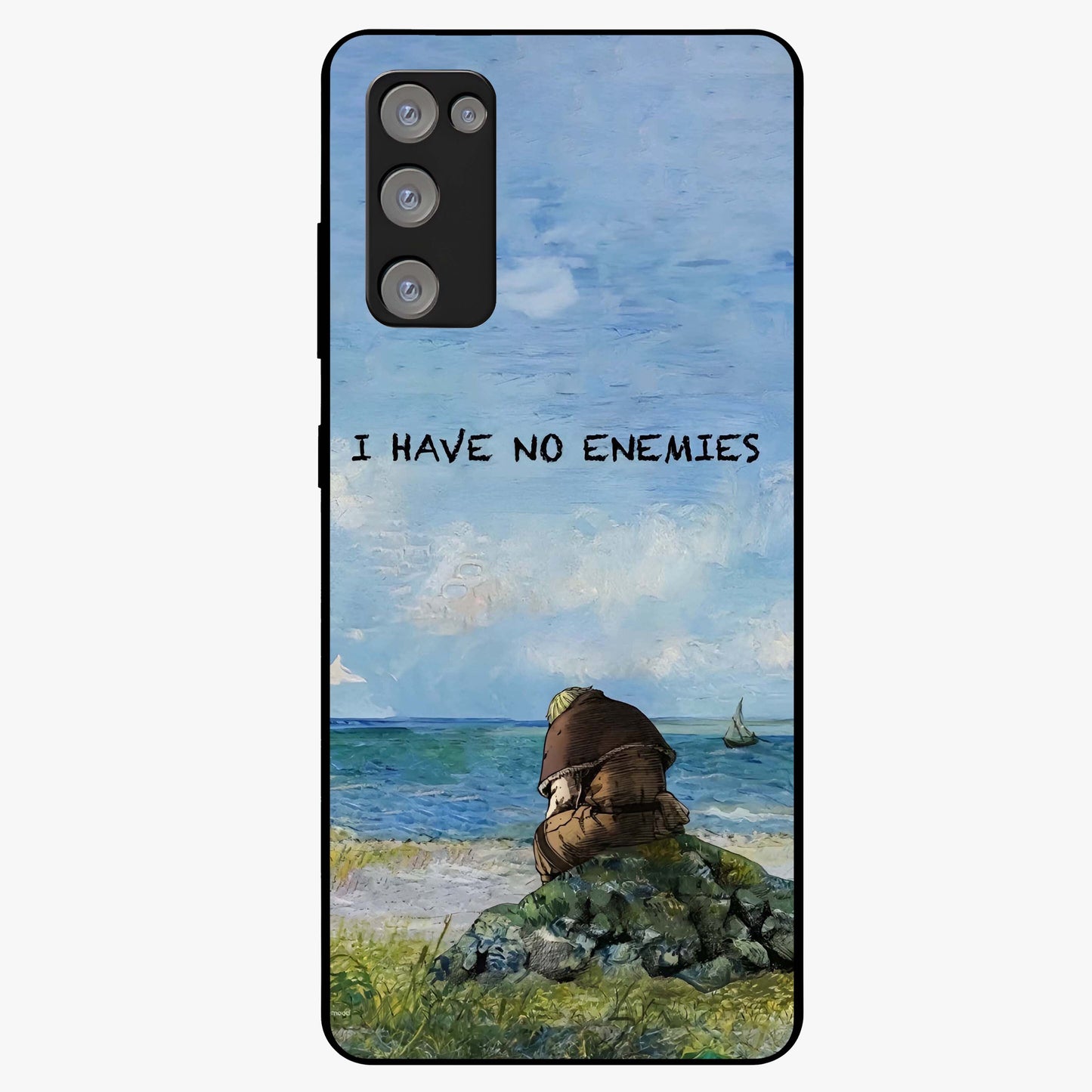 Peace Beyond War Glass Case showing flat back view with symbolic peace themed artwork and glossy glass finish.