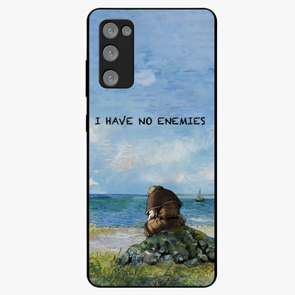 Peace Beyond War Glass Case showing flat back view with symbolic peace themed artwork and glossy glass finish.