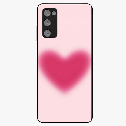 Pink Aura Heart Glass Case showing flat back view with glowing heart artwork and glossy glass finish.