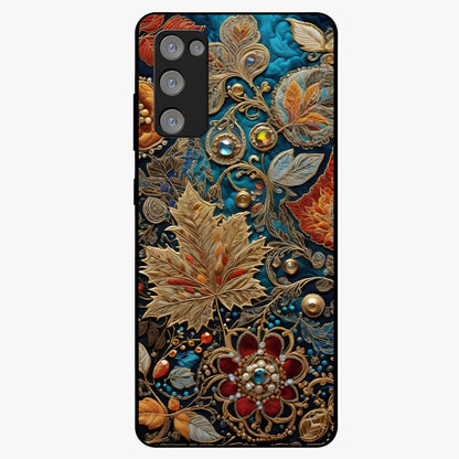 Royal Jewel Garden Glass Case showing flat back view with decorative floral garden artwork and glossy glass finish.